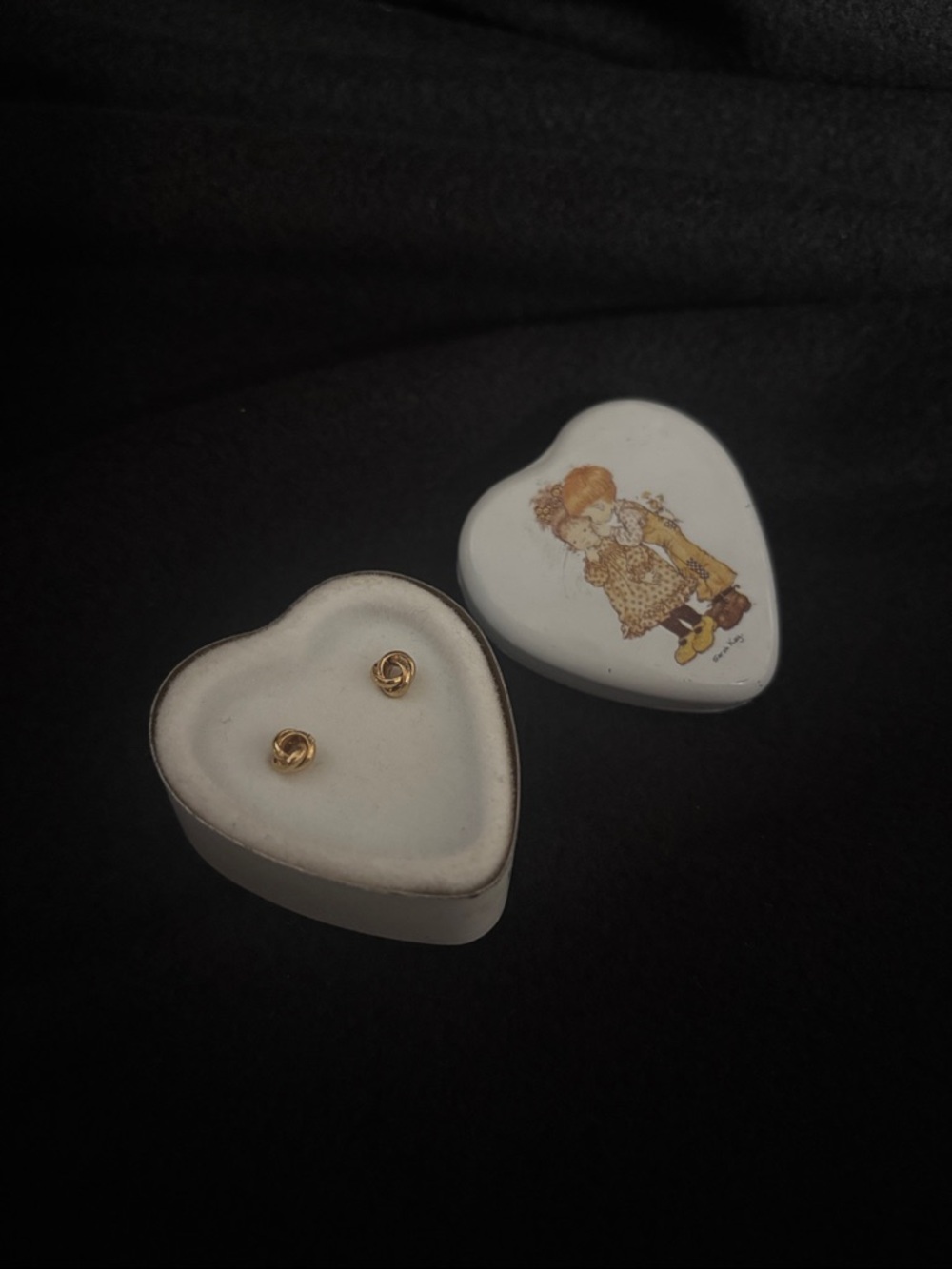 Vintage Heart Shaped Tin with Earrings
